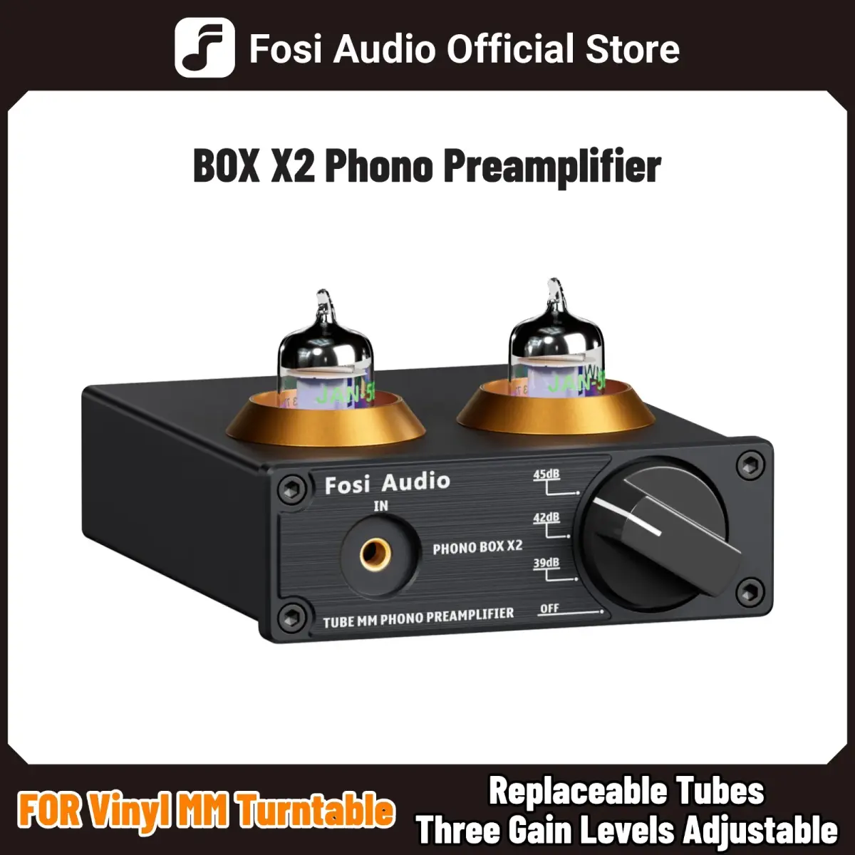 Fosi áudio phono pré-amplificador para plataforma giratória fonógrafo pré-amplificador mini áudio estéreo alta fidelidade 5725w caixa amplificador de tubo vácuo x2 para diy - 1