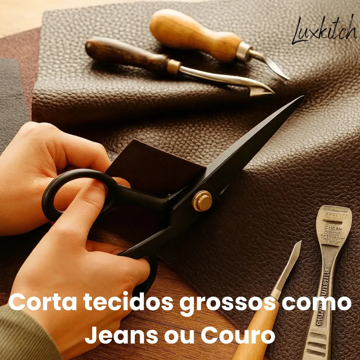 Tesoura Alfaiate Costura Profissional 8 Polegadas Titanium Roupas Tecidos Jeans Couro Cabo Emborrachado Luxkitch thumbnail 4