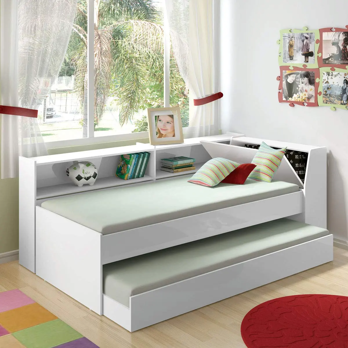Cama Solteiro Bicama Est C/ 2 Colchões Ditália Bb2829 Branco