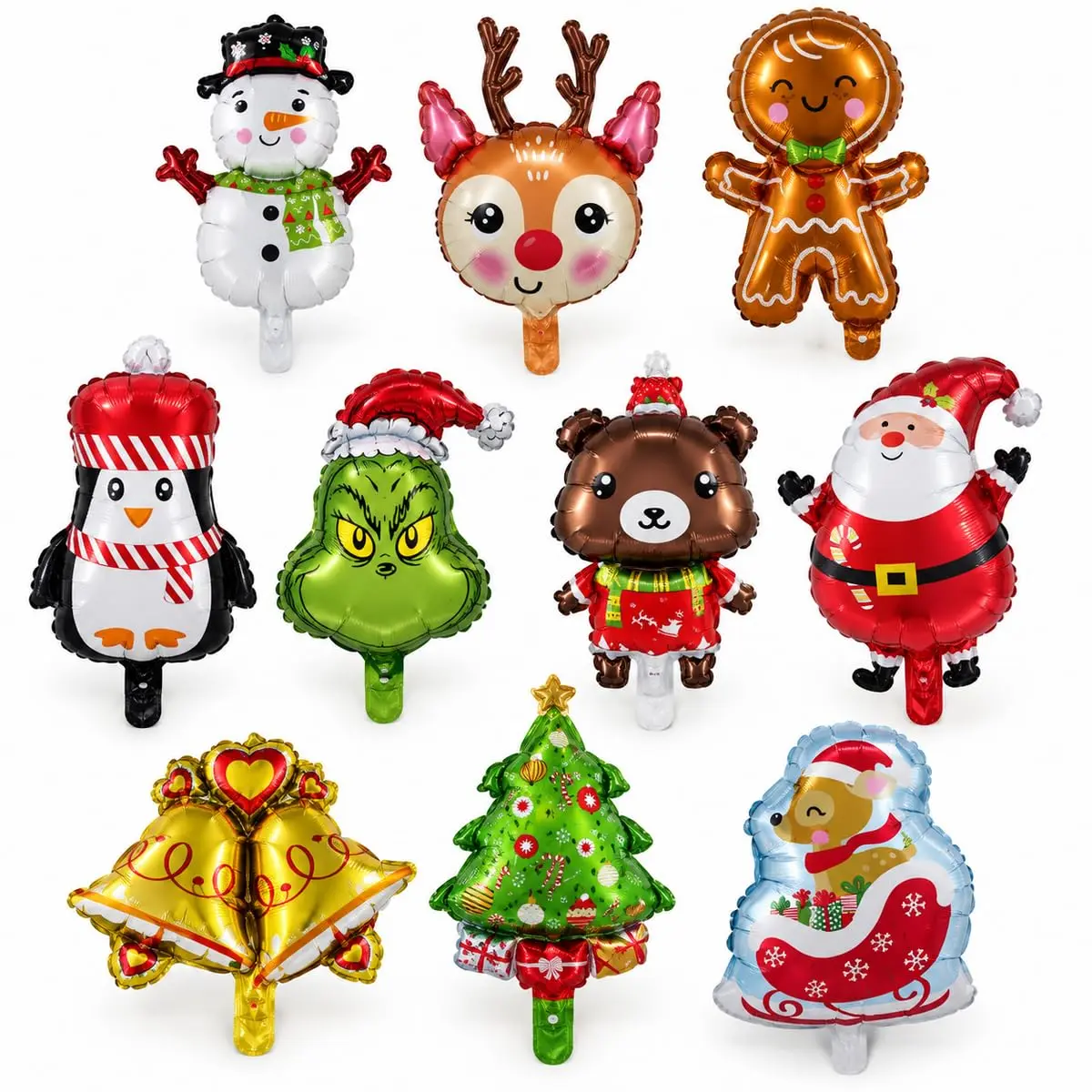 Kit 10 Balões Metalizados de Natal 10 Polegadas Modelos Sortidos