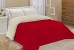 Edredom Sherpa Casal Queen Vermelho Liso Grosso - 1