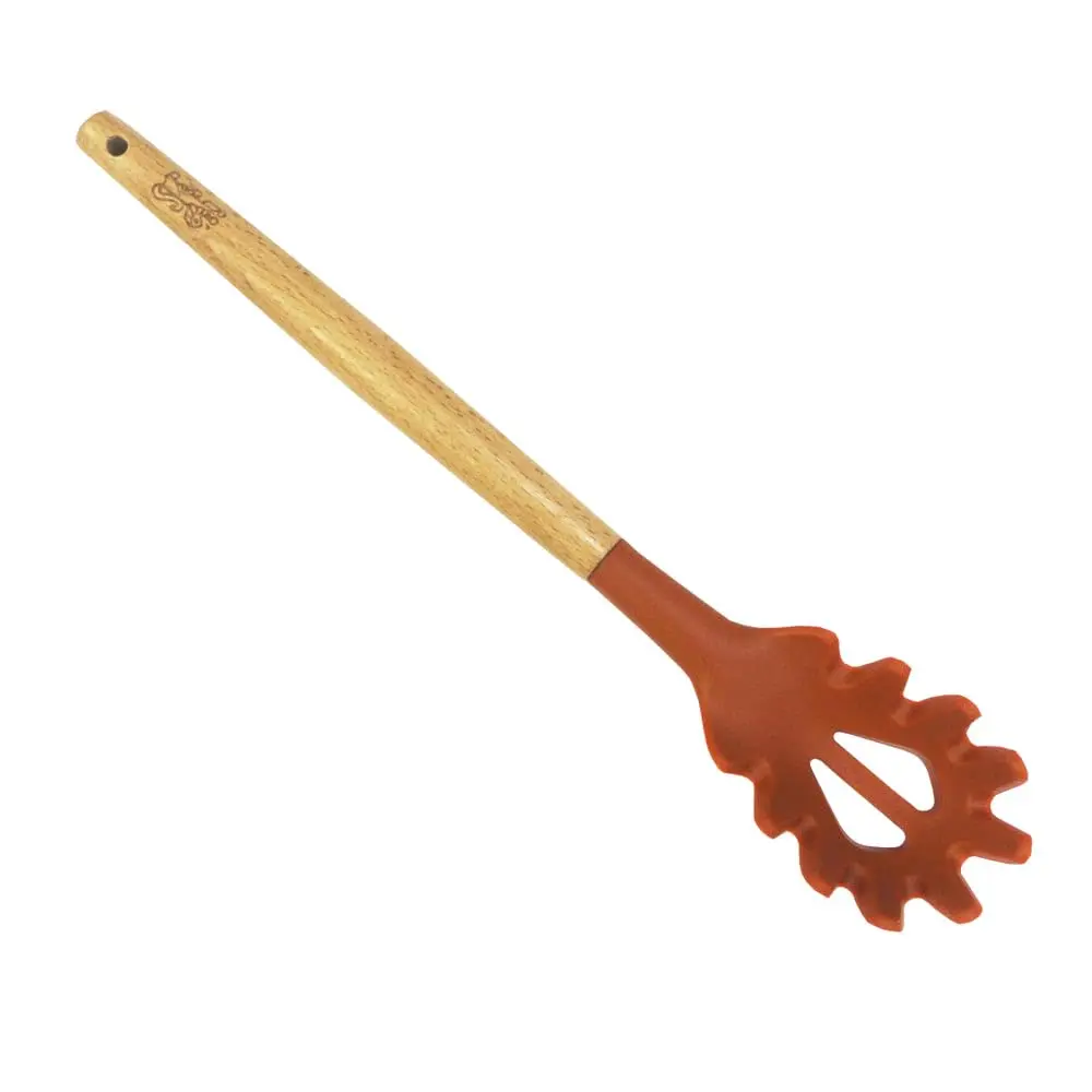 Colher Cucina de Espaguete de Silicone com Cabo em Madeira A31Cm Terracota Fracalanza - Full Fit - 1