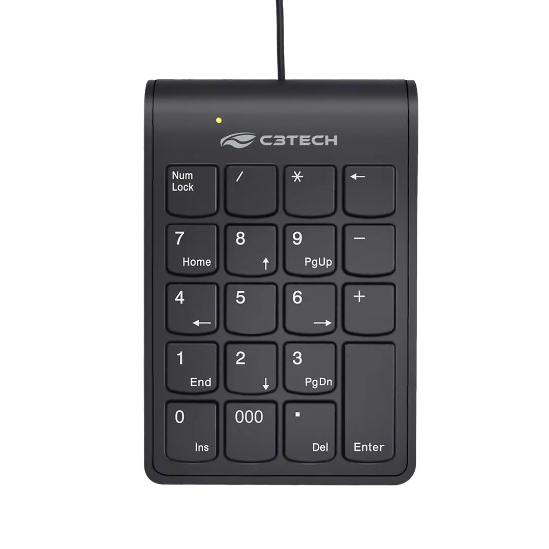 Teclado Numérico C3Tech KN-12BK Preto, Plug and Play, Layout numérico, Teclas baixas slim, compativel com Windows e Linux - 1