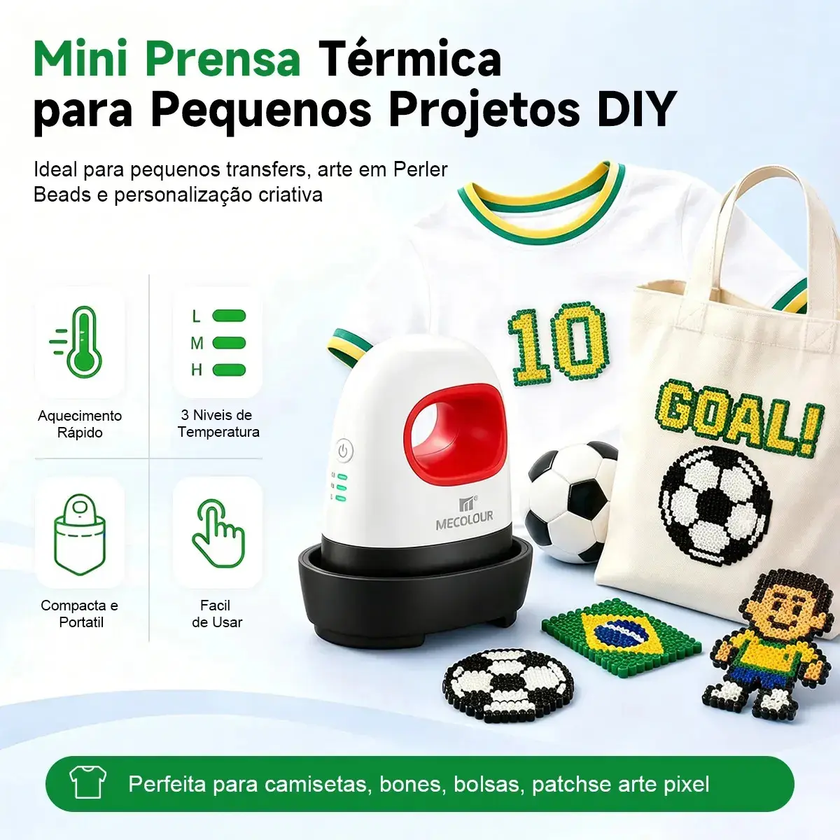 Mini Prensa Térmica Para Sublimação e Transfer 10.6 x 6.2cm Ferro Para Perler Hama Beads Mecolour thumbnail 2