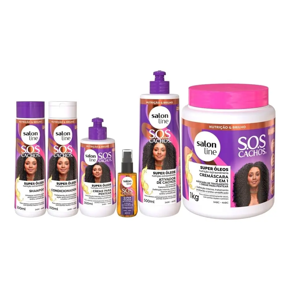 Salon Line, Kit SOS Cachos Super Óleos Linha Completa, 6 Produtos - Para Cabelos Cacheados e Crespos