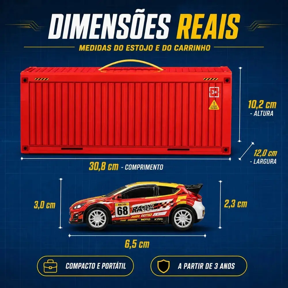 Kit 48 Mini Carrinhos Infantil Colecionador Educativos Com Pista Container Vermelho Liga Metálica Kizumba thumbnail 7