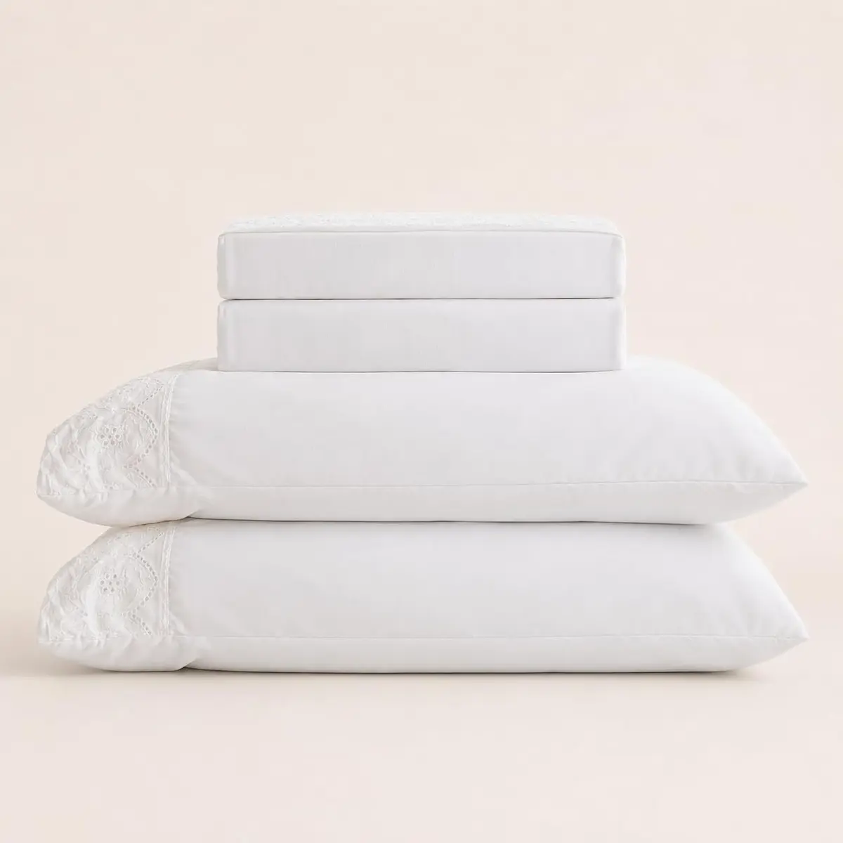 LYOR - Jogo de Cama Bordado Queen Belle Maison Microfibra Branco