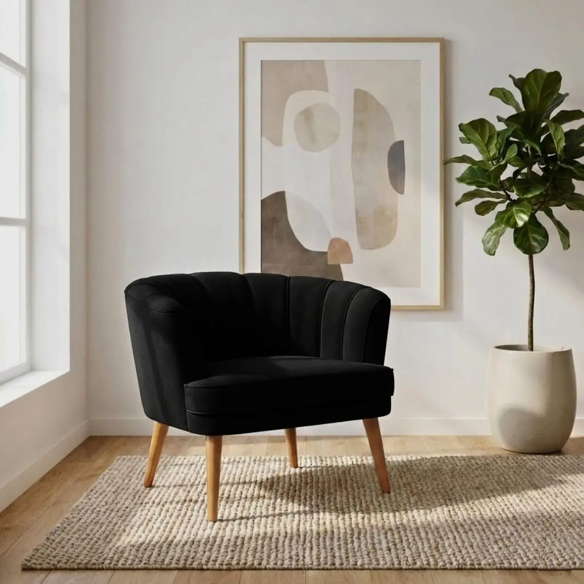 Poltrona Cadeira Decorativa para Sala de Espera Recepção Resistente Ergônomica MOBLAN decor (Preto) - 1