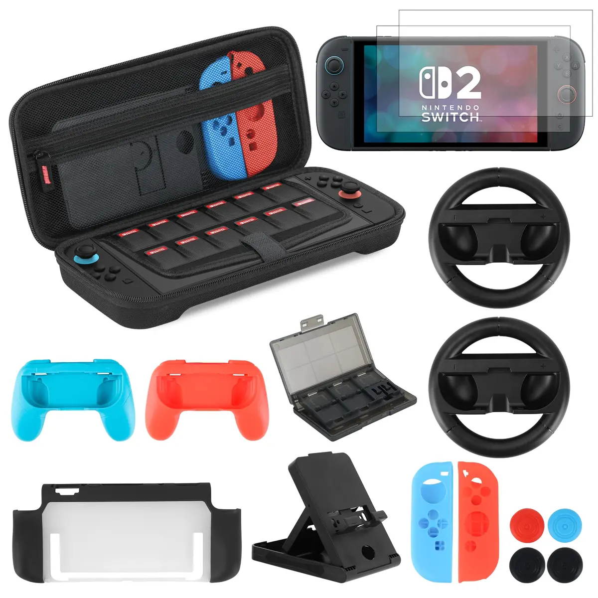 Case Nintendo Switch 2 com Volante, Para Estojo Acessórios, Capa Protetora Para Com Compartimentos Bolsa Perfeita Para Viagens Estojo Bag de Proteção e Acessórios