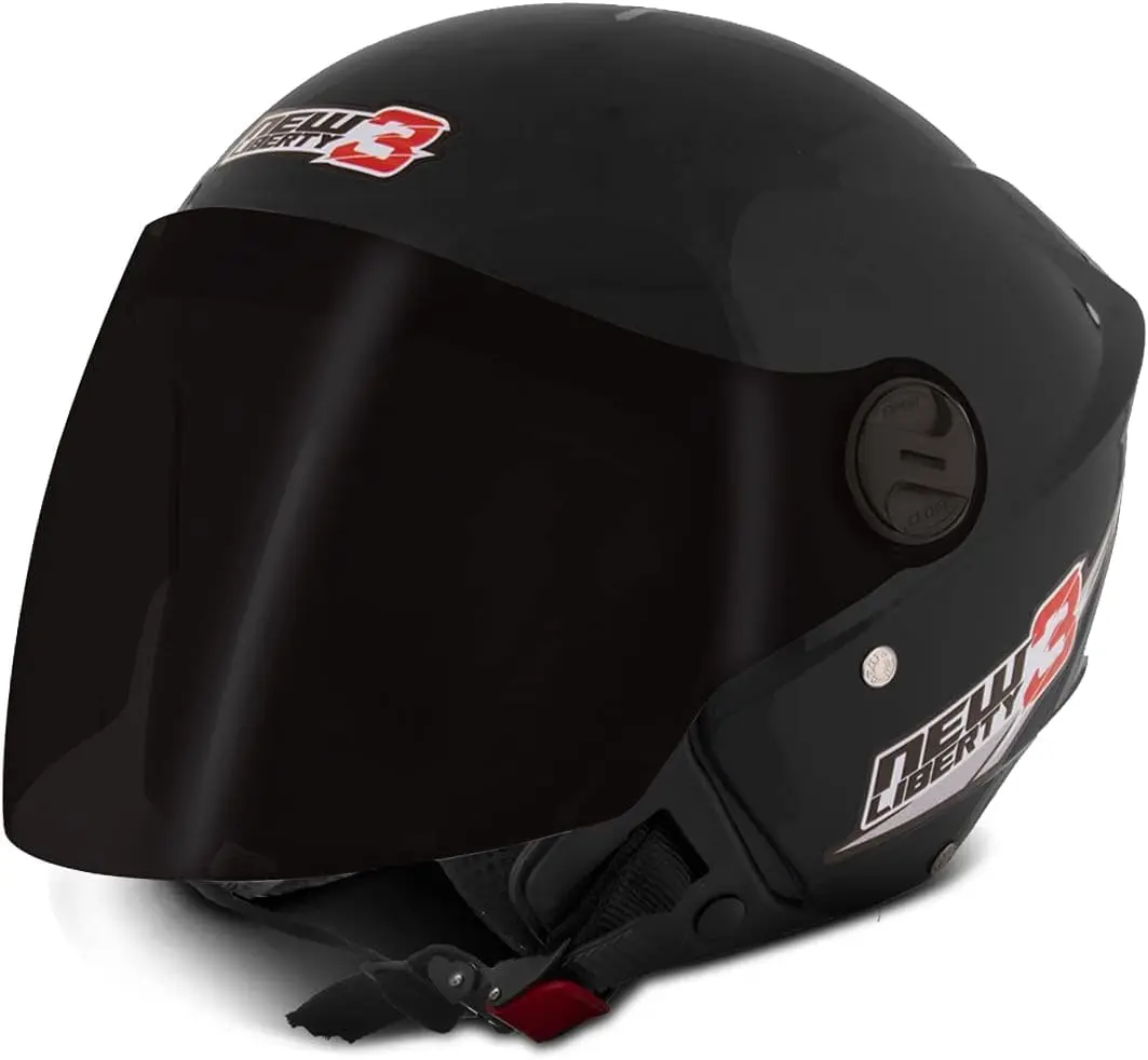 Pro Tork Capacete New Liberty Three, Viseira Fumê, Preto, Tam. 60 - 1