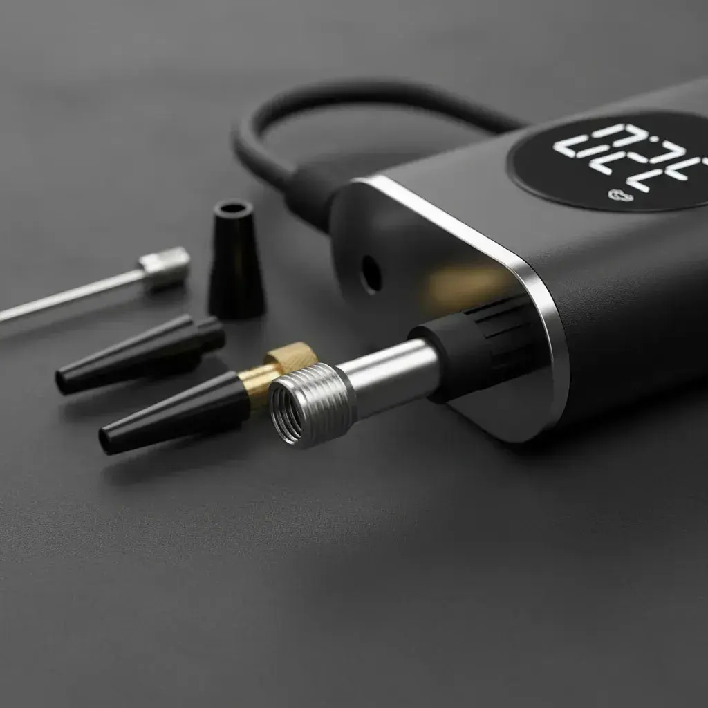 Mini Compressor Digital Portátil para Carro Moto e Bicicleta com Calibrador Digital Inflador Elétrico de Pneus LCD Lanterna LED Compacto e Recarregável Preto Marca Rezzet thumbnail 8