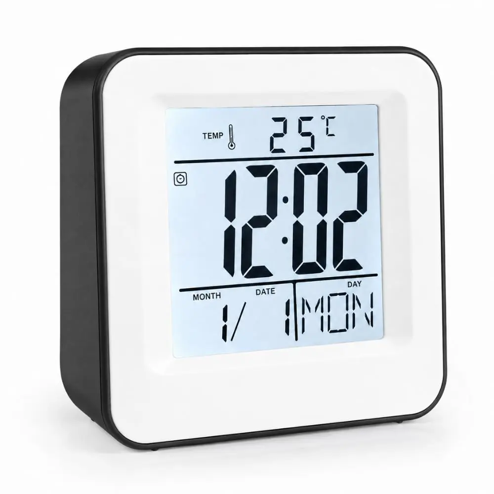 Relógio Digital de Mesa com Alarme, Calendário e Temperatura Sensor Noturno | Sensor Noturno ao Toque, Soneca Integrada, Formato 12/24 Horas, 10,5 x 5,5 x 4 cm, Plástico ABS Durável - 1