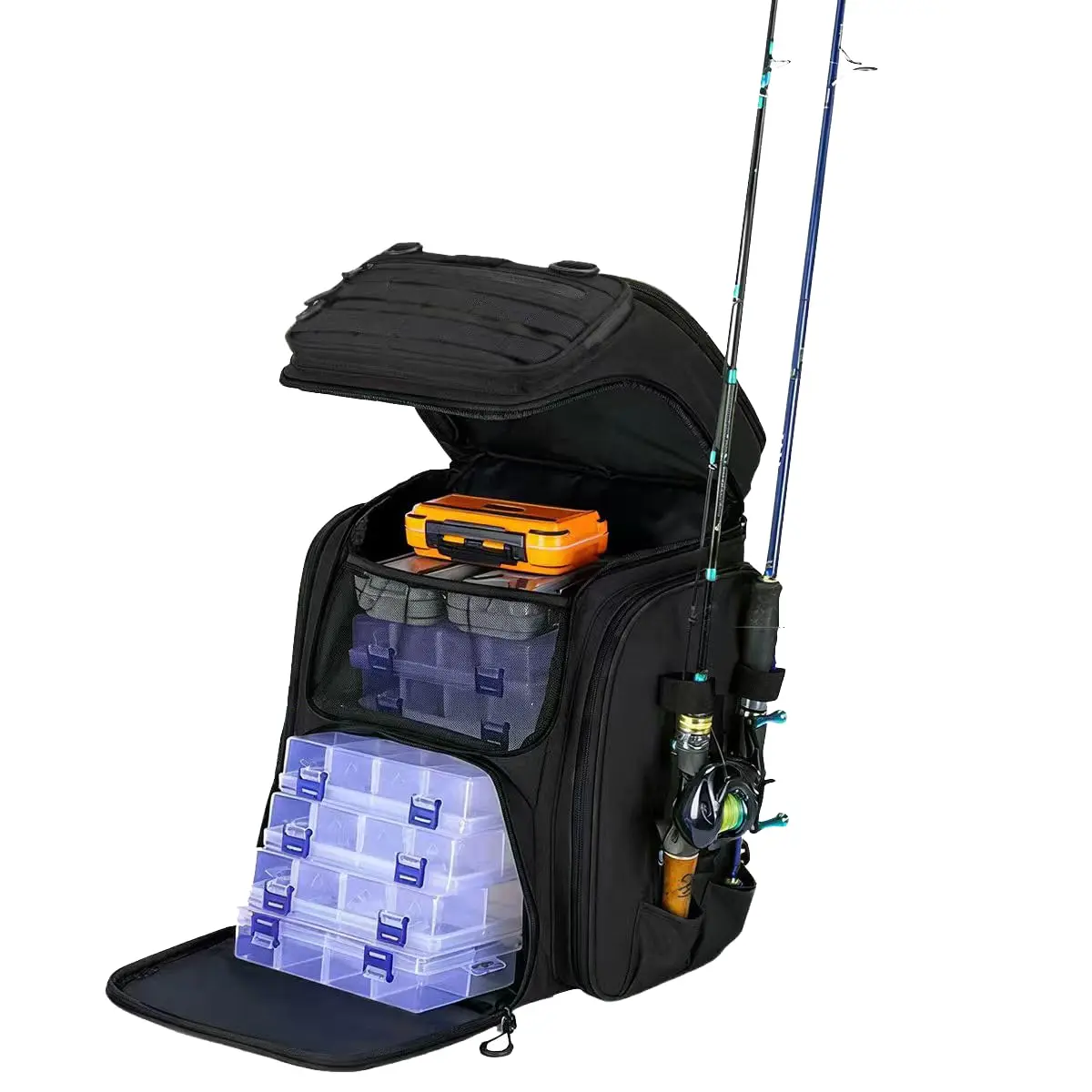 Mochila de Pesca 50L Ideal para Equipamentos, Iscas Artificiais, Camping e Trilhas ao Ar Livre