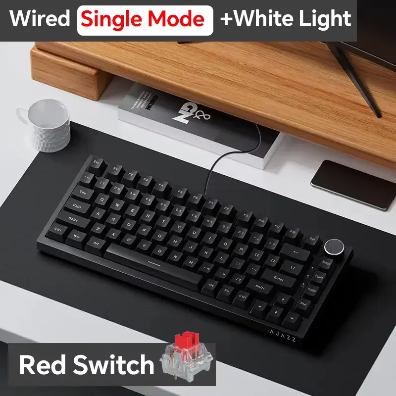 Ajazz AK820/AK820Pro Teclado Mecânico para Jogos Bluetooth 5.1/Teclado Personalizado Sem Fio com Botão Selado de Troca de Calor - 1