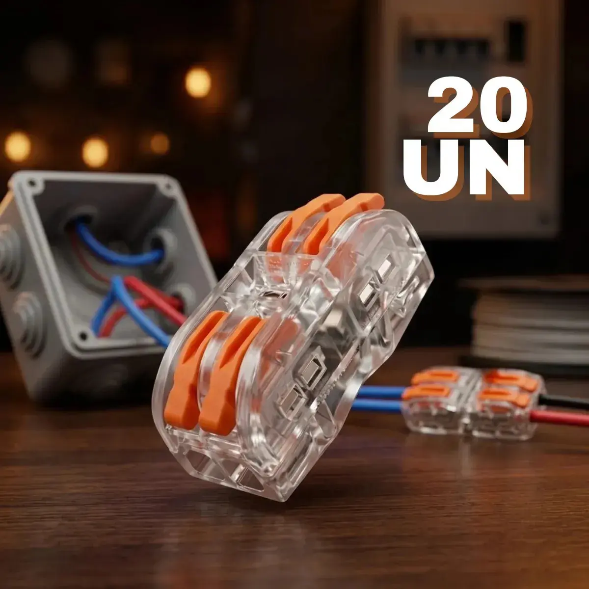 Conector De Fios Emenda Rápida 2 Vias Kit Com 20 Unidades Entrada E Saida - 1