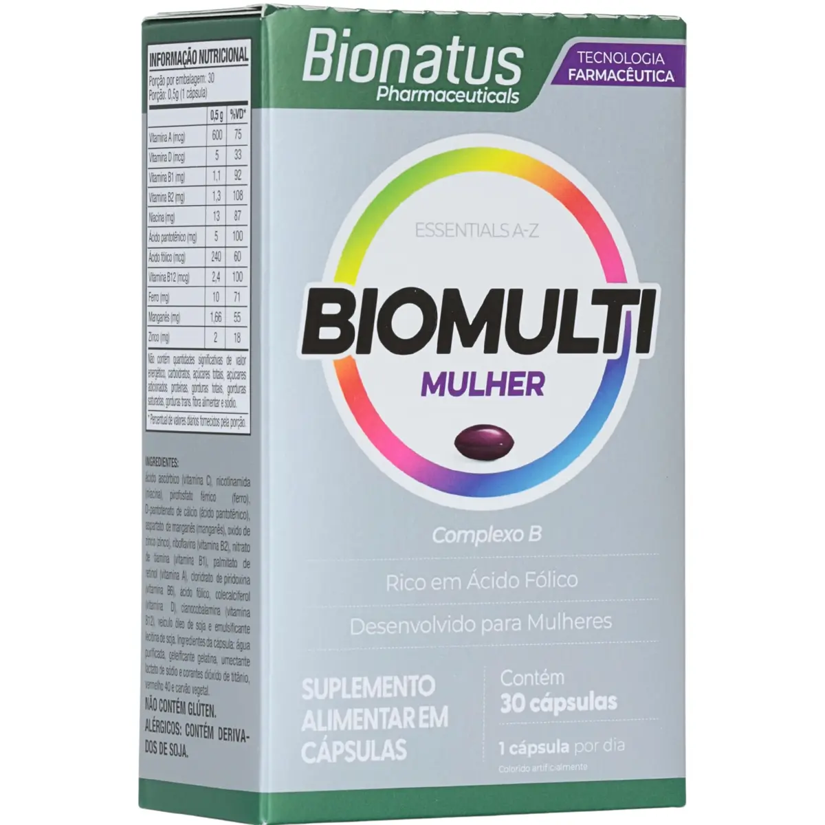 Bionatus, BioMulti, Mulher, Suplemento alimentar, 30 cápsulas, Cinza