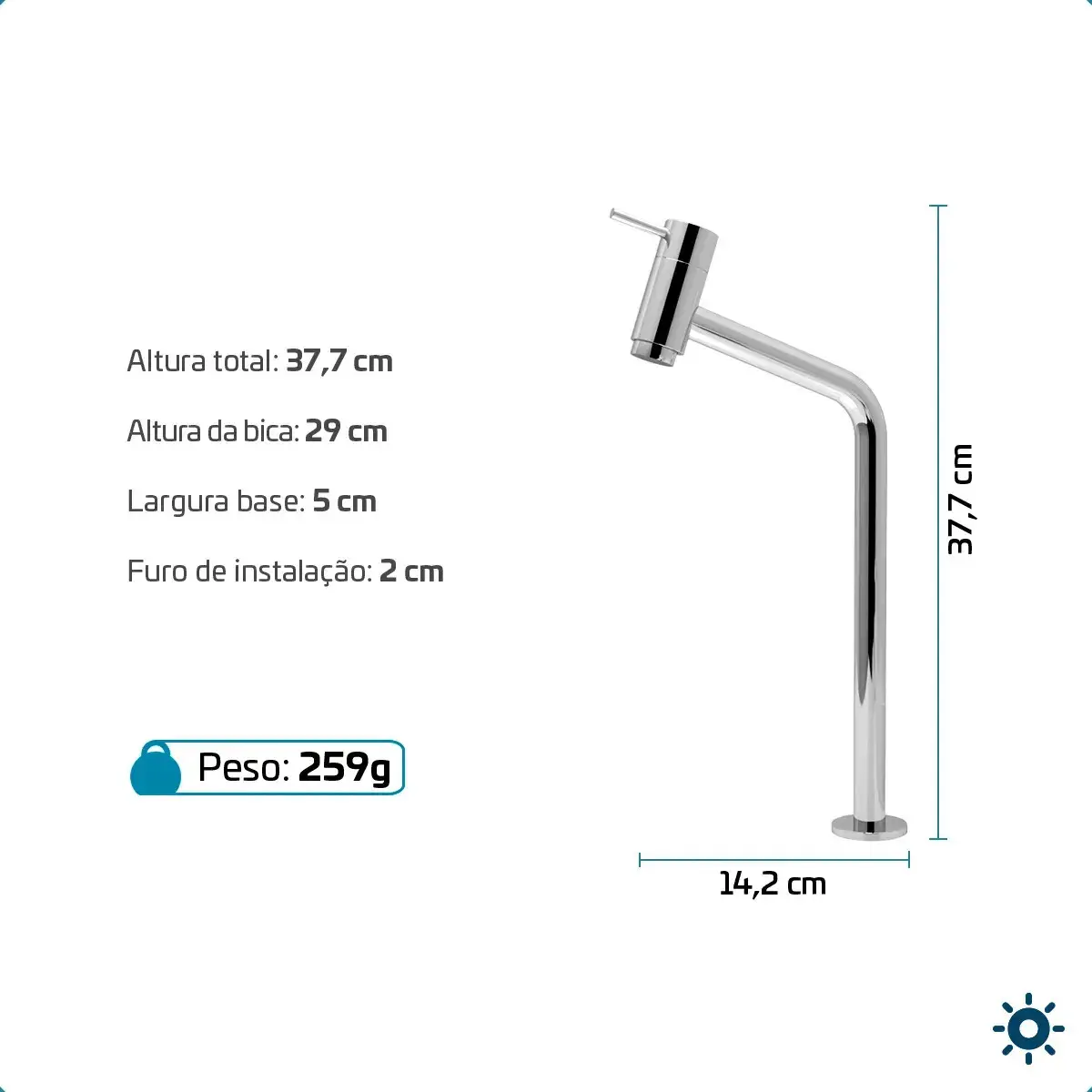 Torneira Banheiro Lavabo Bica Alta Bancada Inox Cromada Link 45° Beltempo thumbnail 4