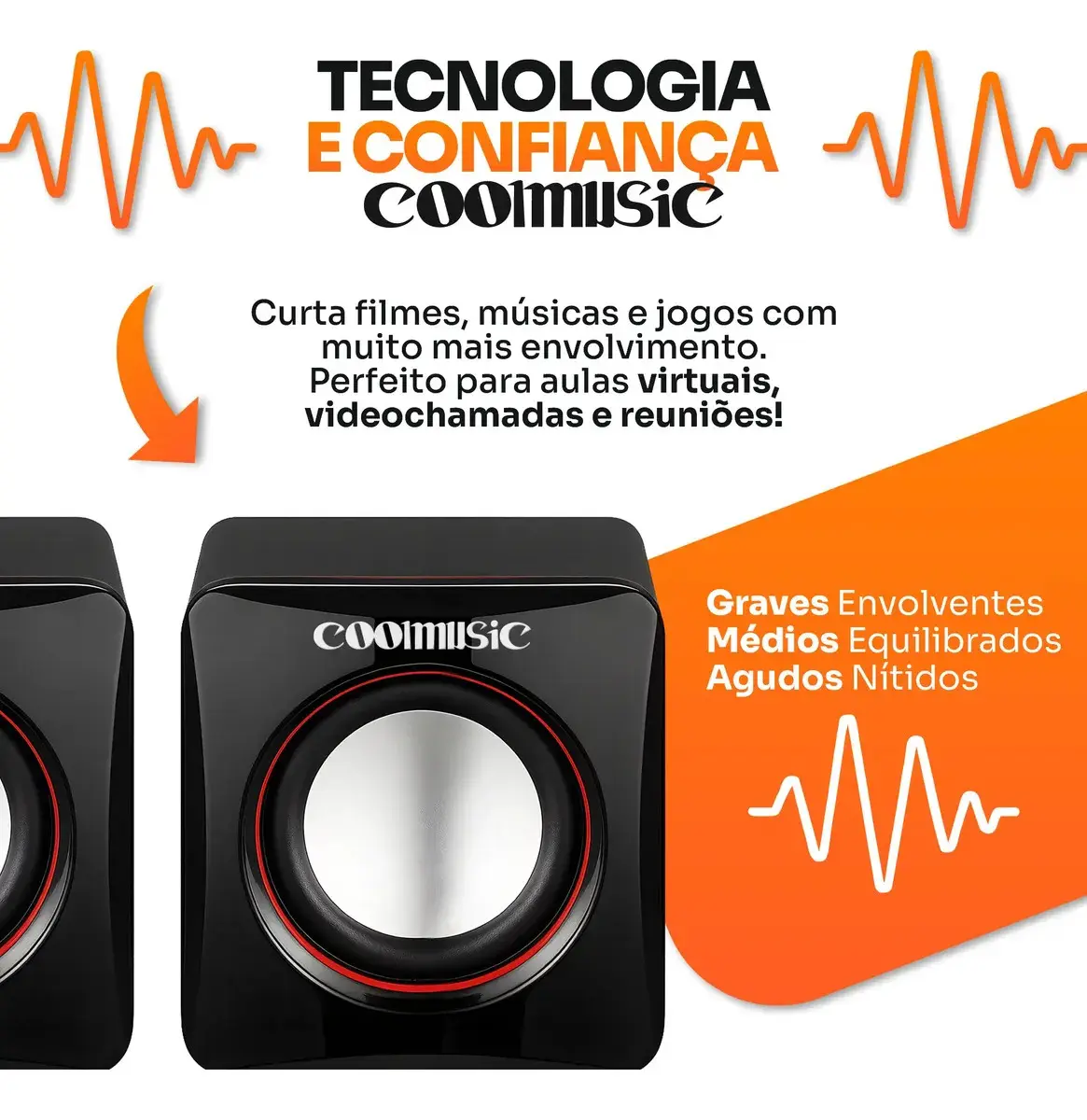 Caixa Caixinha De Som Potente Pc Notebook Subwoofer Para Computador 6w Usb P2 Alto Falante De Mesa Coolmusic thumbnail 4