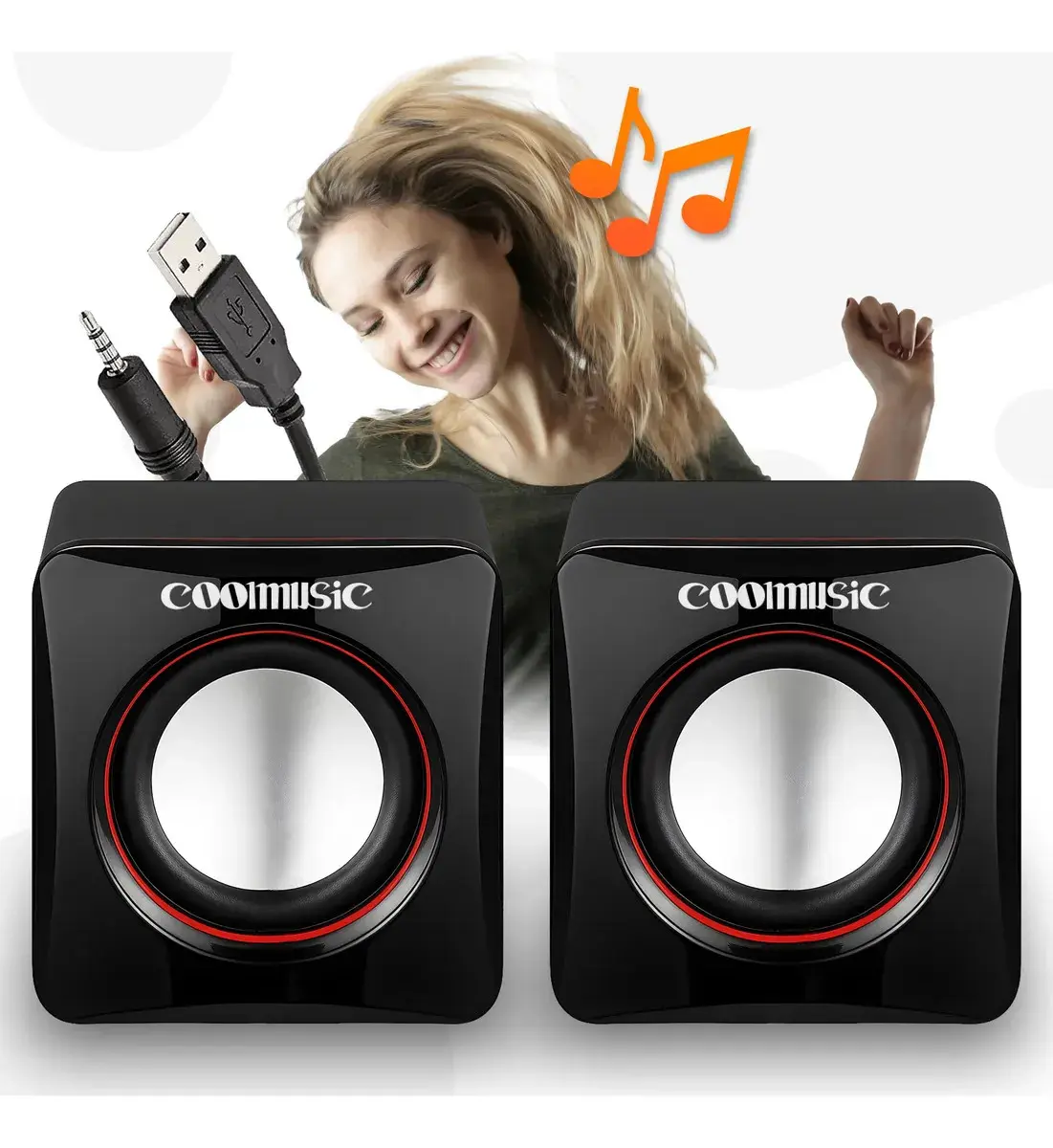 Caixa Caixinha De Som Potente Pc Notebook Subwoofer Para Computador 6w Usb P2 Alto Falante De Mesa Coolmusic thumbnail 6