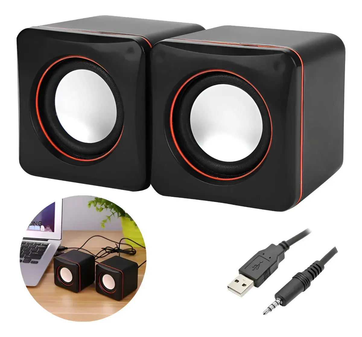 Caixa Caixinha De Som Potente Pc Notebook Subwoofer Para Computador 6w Usb P2 Alto Falante De Mesa Coolmusic thumbnail 7