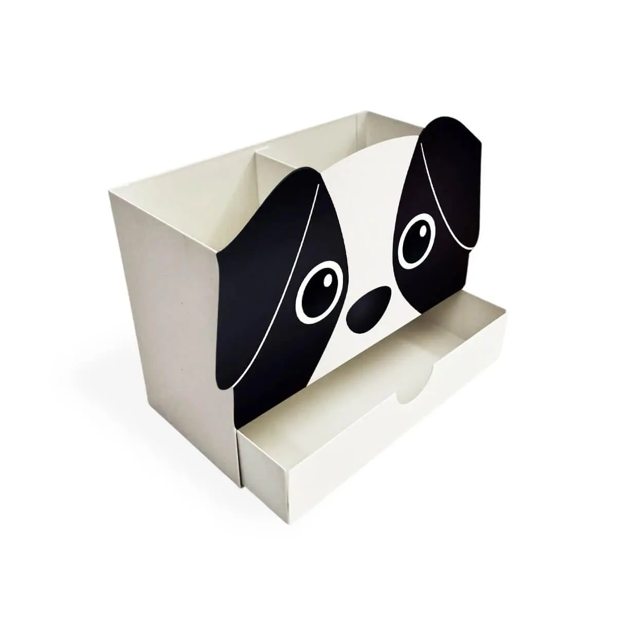 Organizador de Mesa Multiuso Cachorro com Gaveta, Design Divertido Pet, PetLove, Porta Canetas, Porta Lápis, Porta Maquiagem - Geguton (Preto)