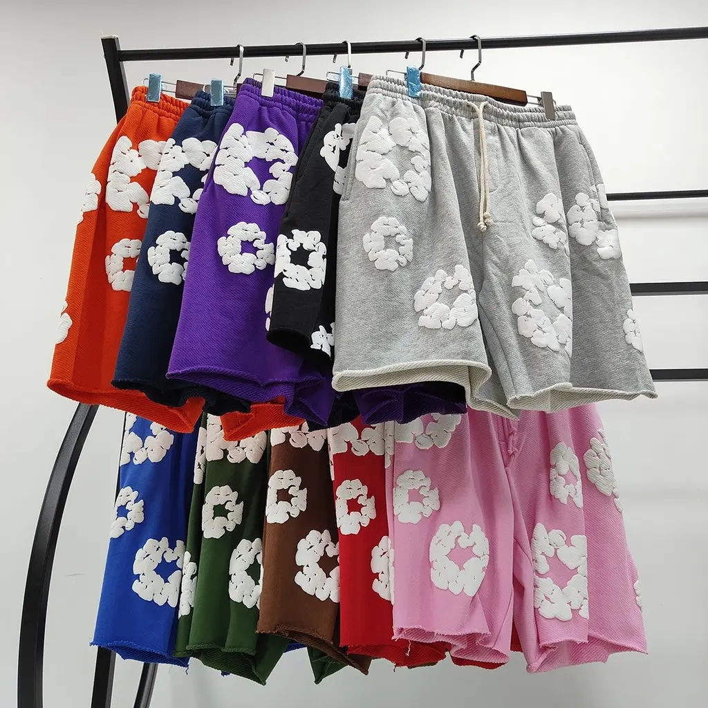 Alta qualidade Heavy DENIMTEARS Kapok Shorts de algodão puro com estampa completa de espuma jeans lágrimas calças cortad - 1