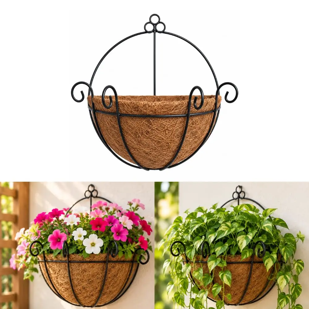 Suporte para Plantas de Parede em Fibra de Coco com Armação de Metal