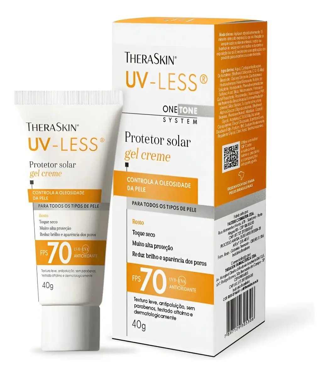 TheraSkin UV-Less Sem Cor Protetor Solar Gel Creme - FPS 70 | Alta Proteção, Toque Seco