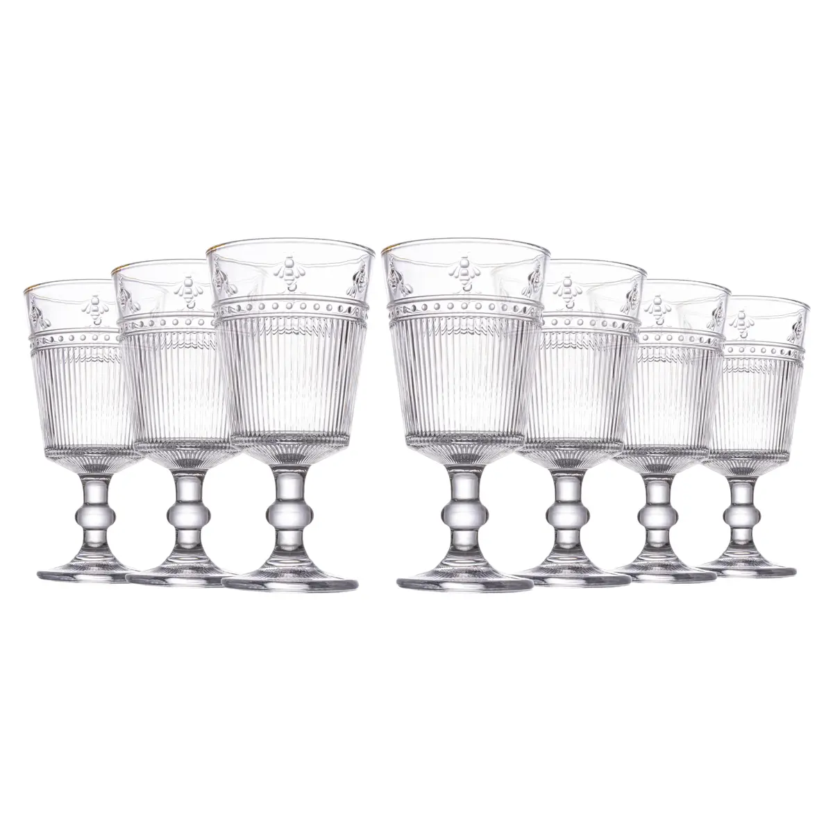 Jogo de 6 Taças - Abelha - Pequenos Voadores - Vidro - Gold Rim - 325ml - Full Fit