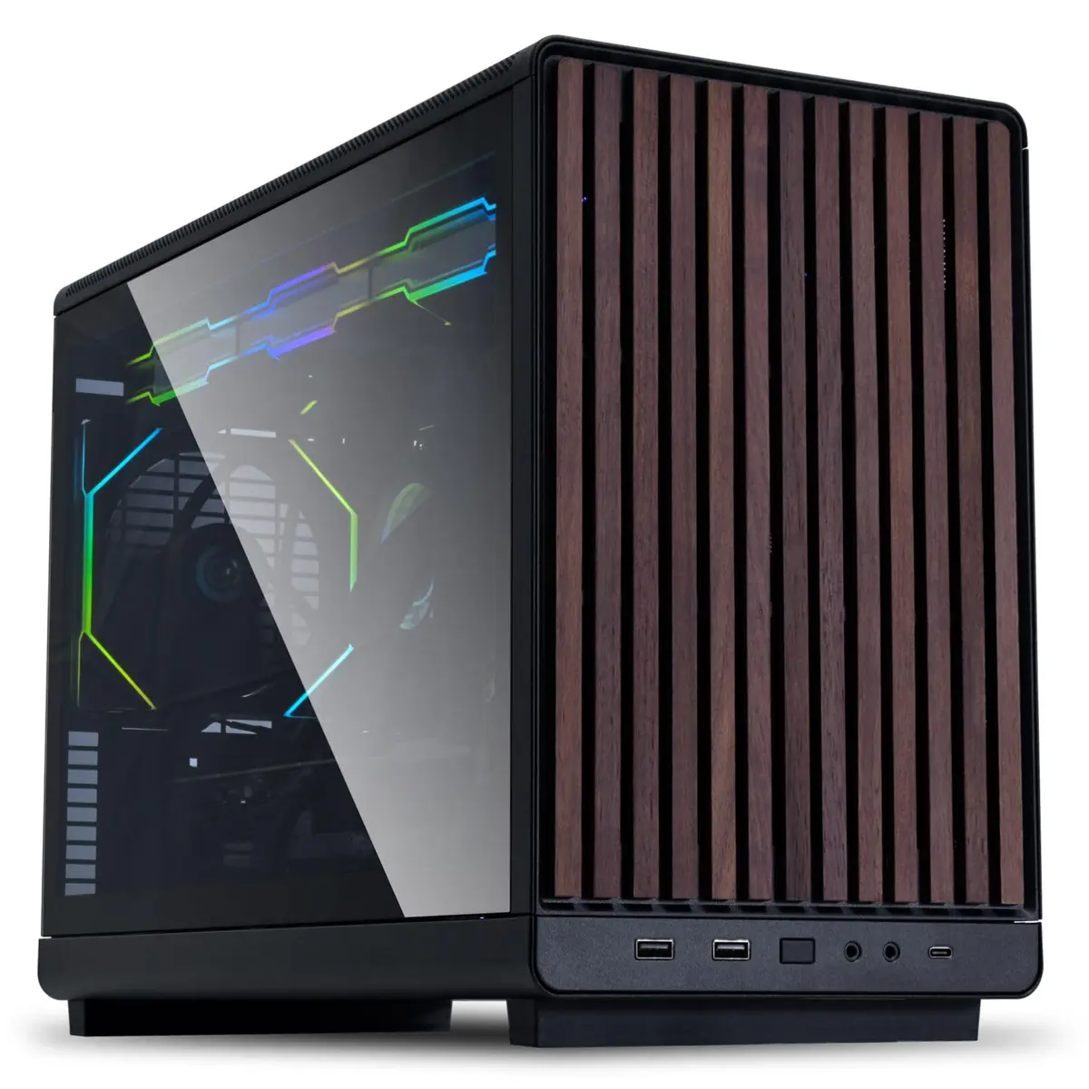 Gabinete Lian Li A3 Micro ATX Wood Edition Preto com Lateral em vidro Temperado A3-MATX-WDG BLACK