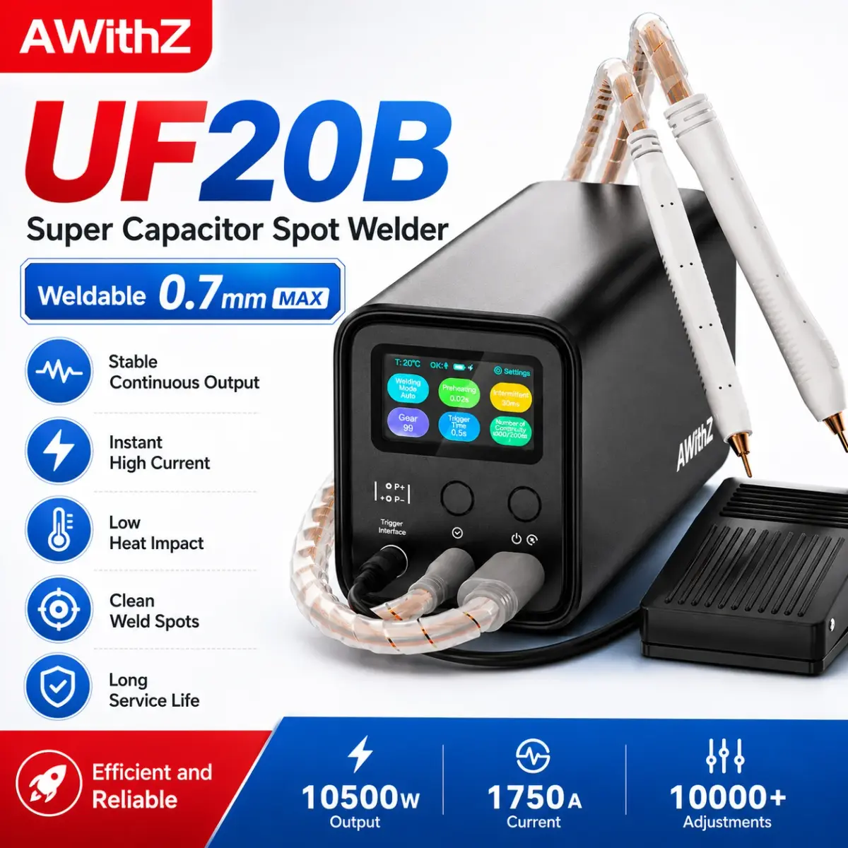 Awithz uf20b soldador de ponto super farad capacitor máquina de solda a ponto 18650 bateria lítio diy folha de níquel máquina de solda ue