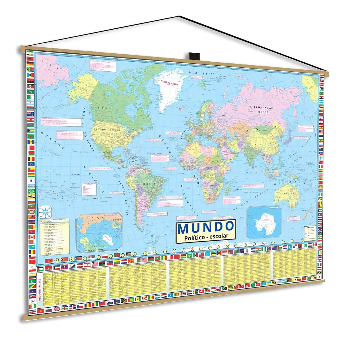 Mapa Mundi Do Mundo Aberto Globo Geográfico Escolar Bandeiras Banner