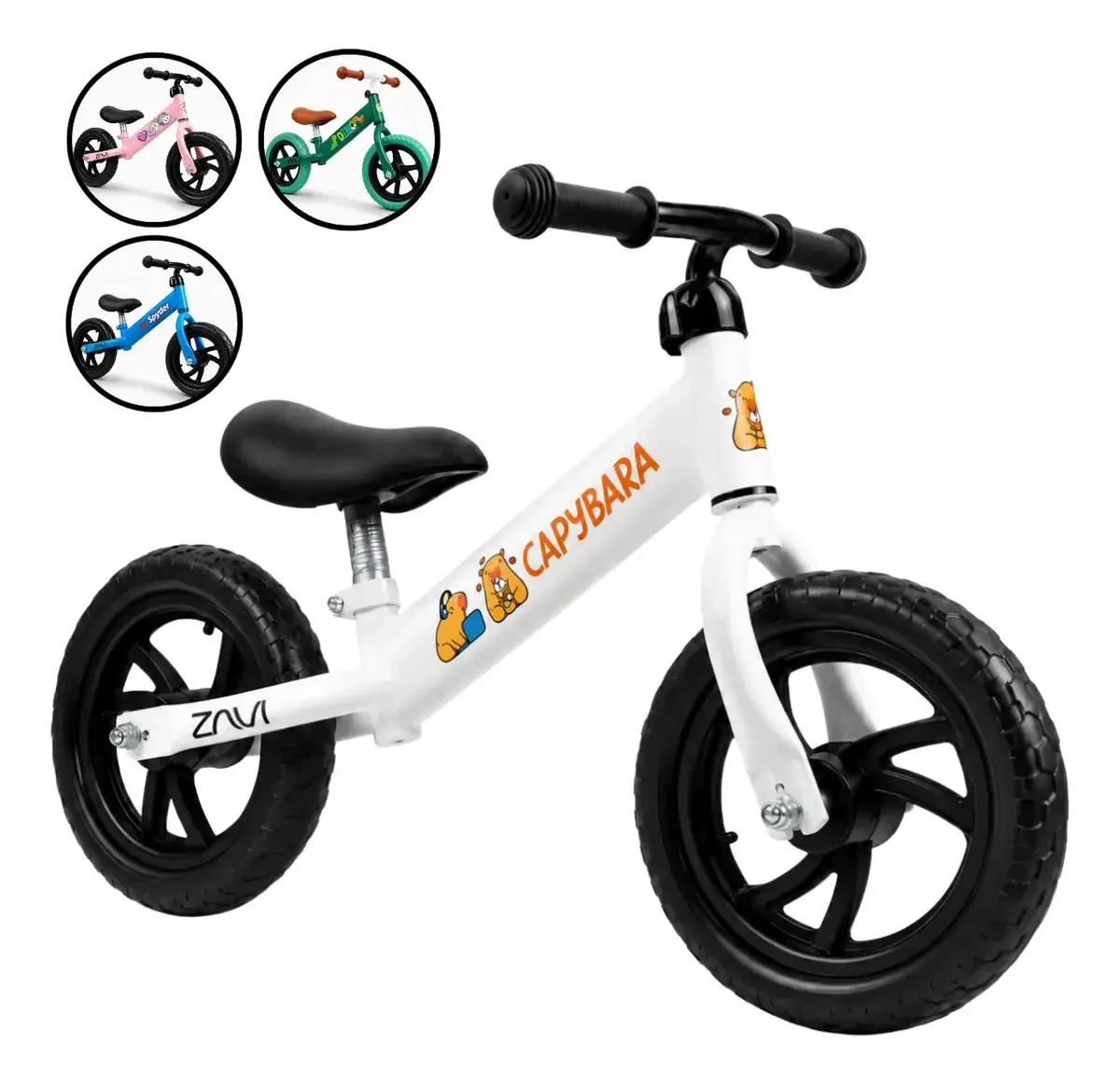 Bicicleta De Equilíbrio Infantil Sem Pedal Zavi Capybara - Branca
