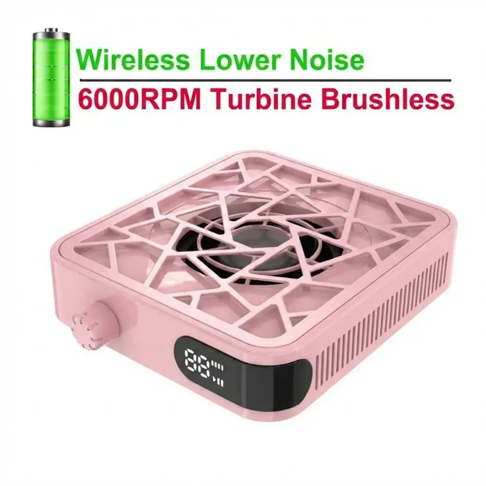 Mini máquina de pó turbo sem escova para unhas, display hd, velocidade ajustável, portátil, recarregável, aspirador de pó para manicure, menor ruído
