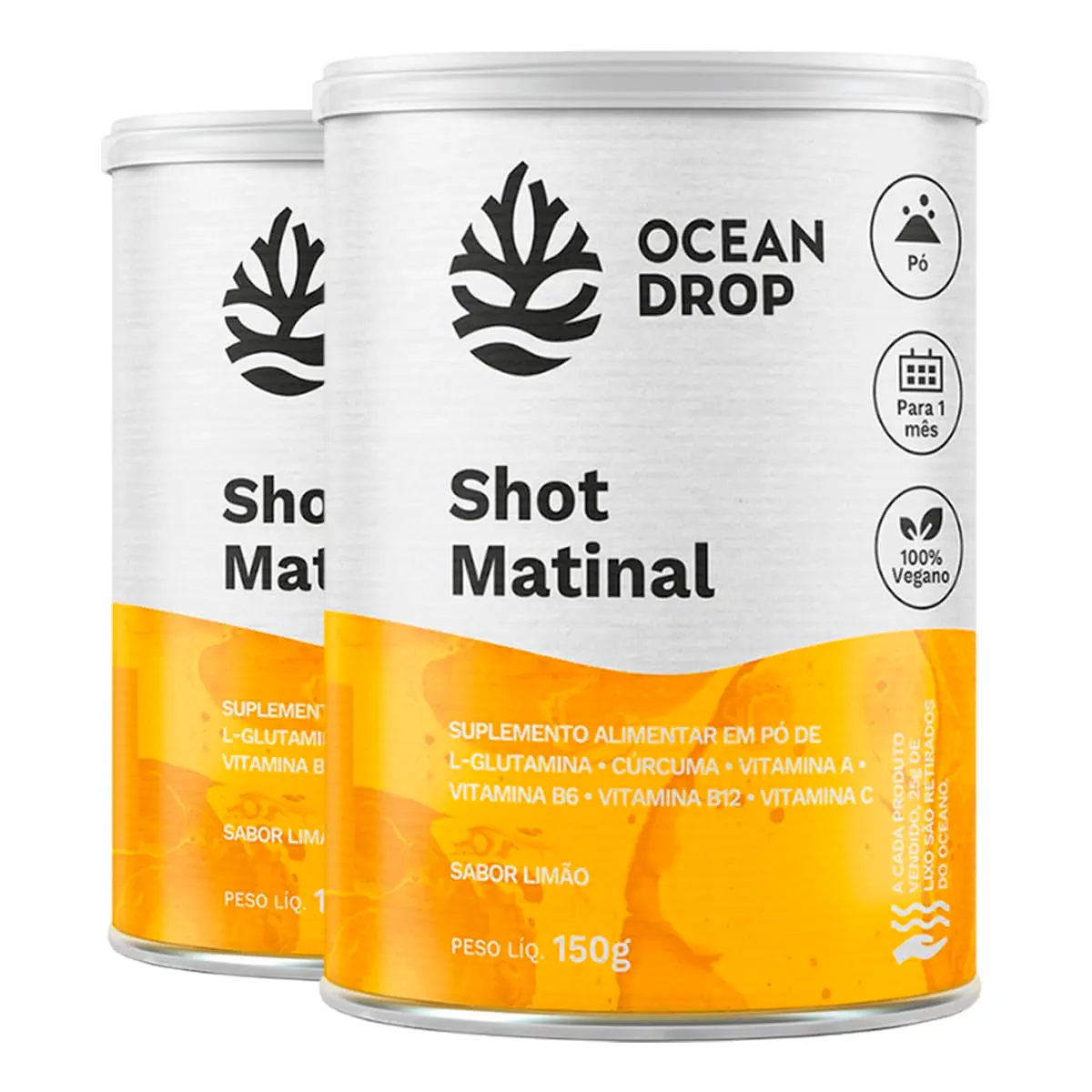 Kit 2 Shot Matinal Ocean Drop Vegano 150g Sabor Limão