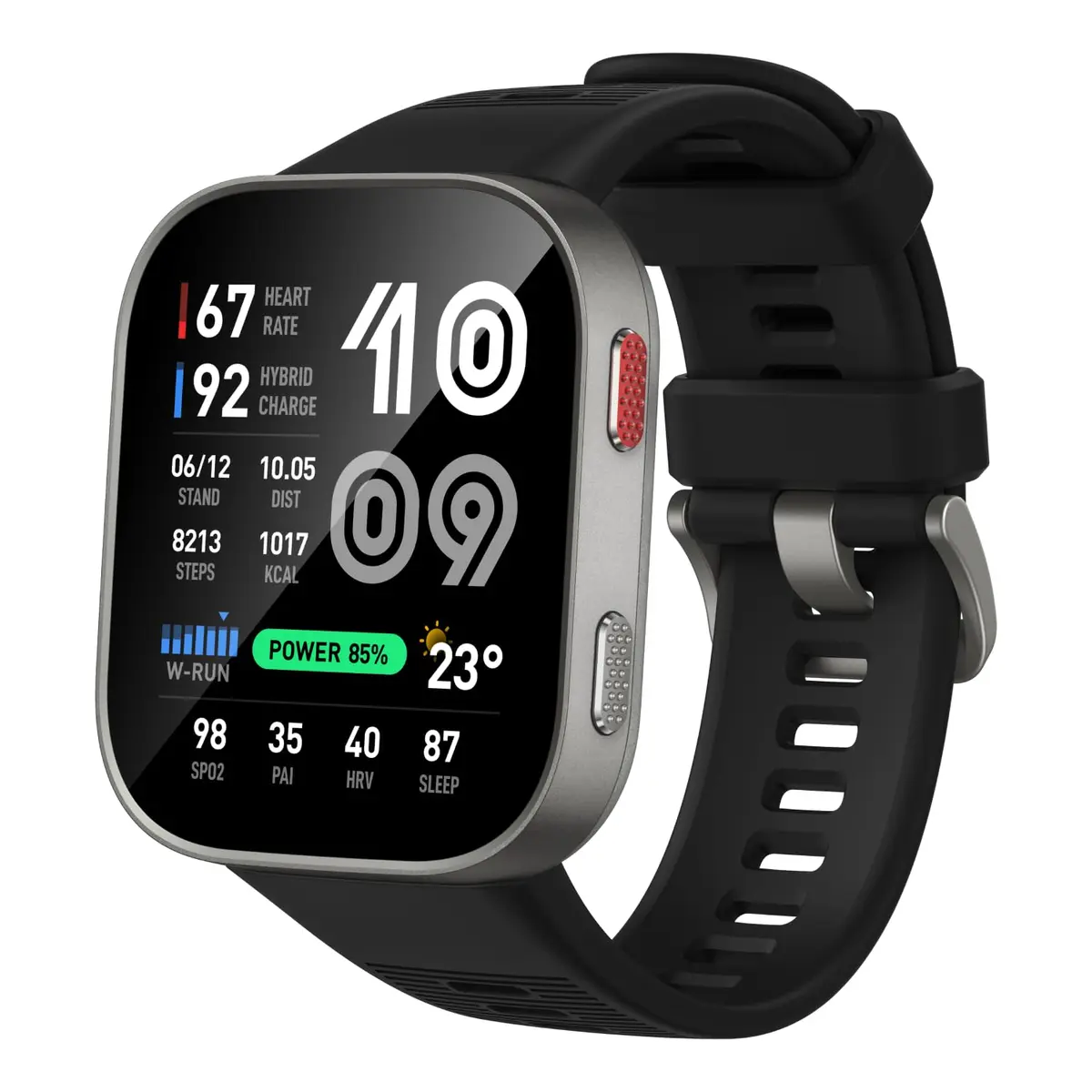 Amazfit Bip max Smart Watch 2.07" AMOLED Display, 50mm, 20-Day Battery, GPS, Water-Resistant, 4GB Storage, Offline Maps, 150+ Sports, iOS/Android Black