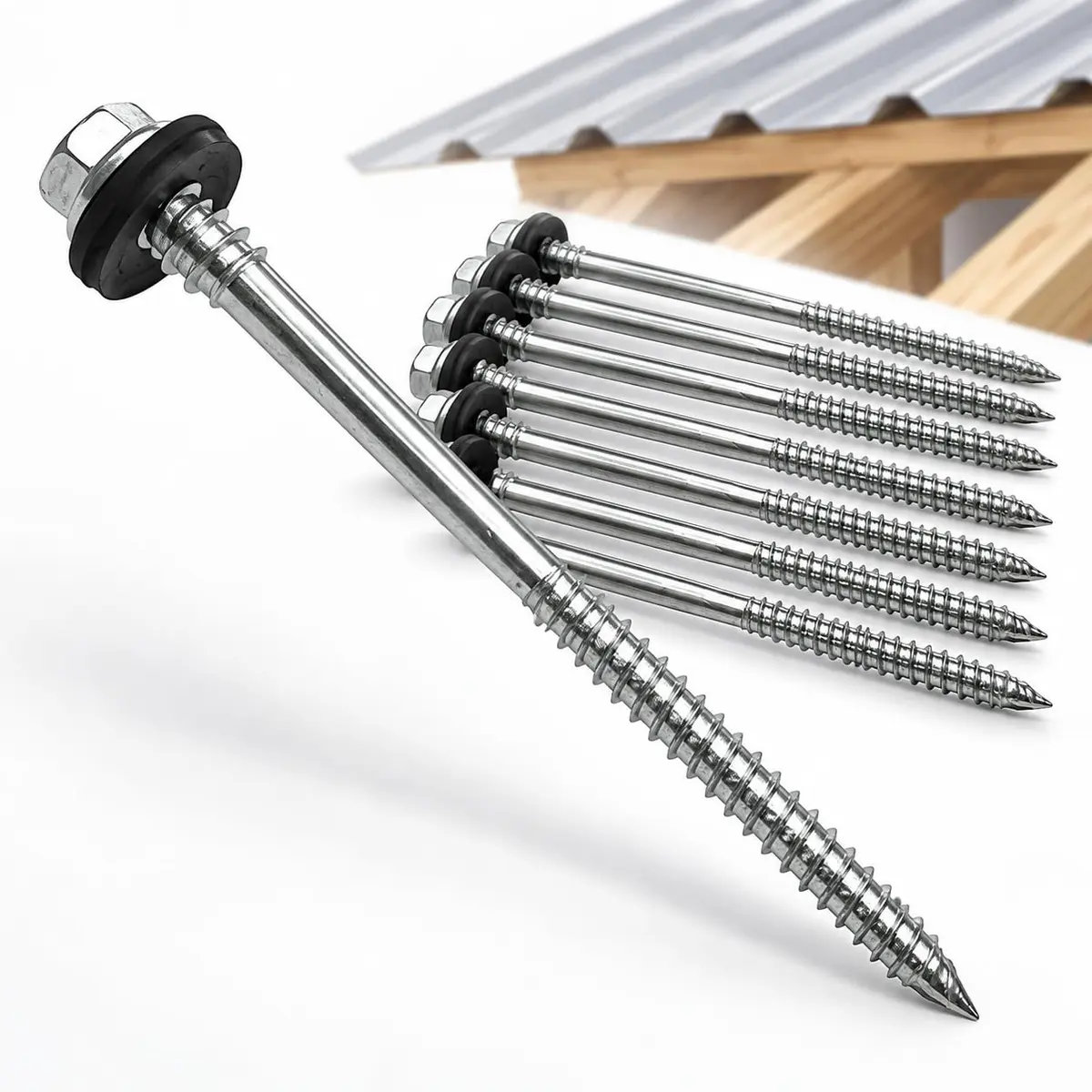 Kit 100 Parafusos Telha Sextavado Madeira 12,5cm Arruela EPDM