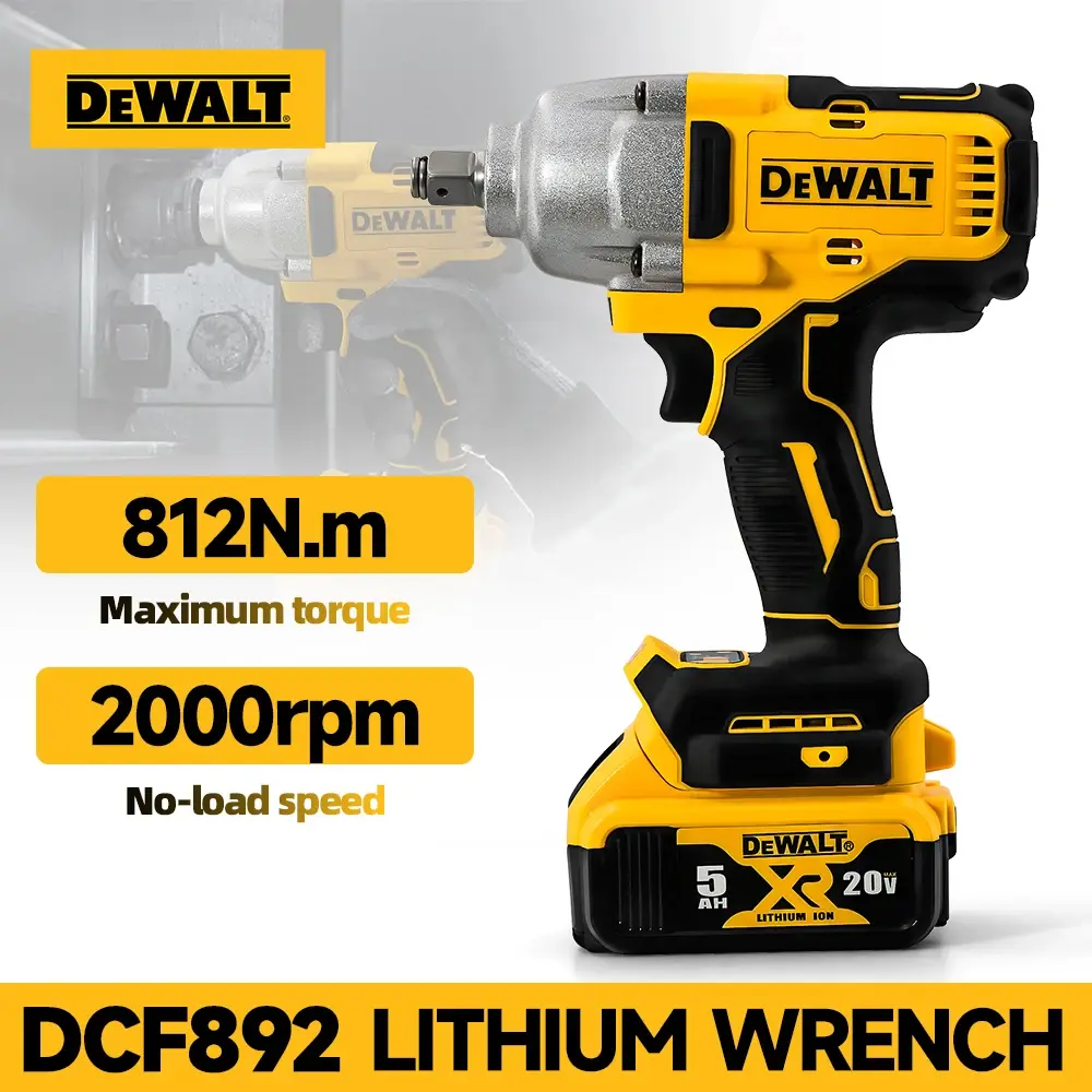 Dewalt dcf892 chave de impacto sem fio sem escova de alto torque 20v bateria ferramenta elétrica 812n.m poderosa chave de torque portátil