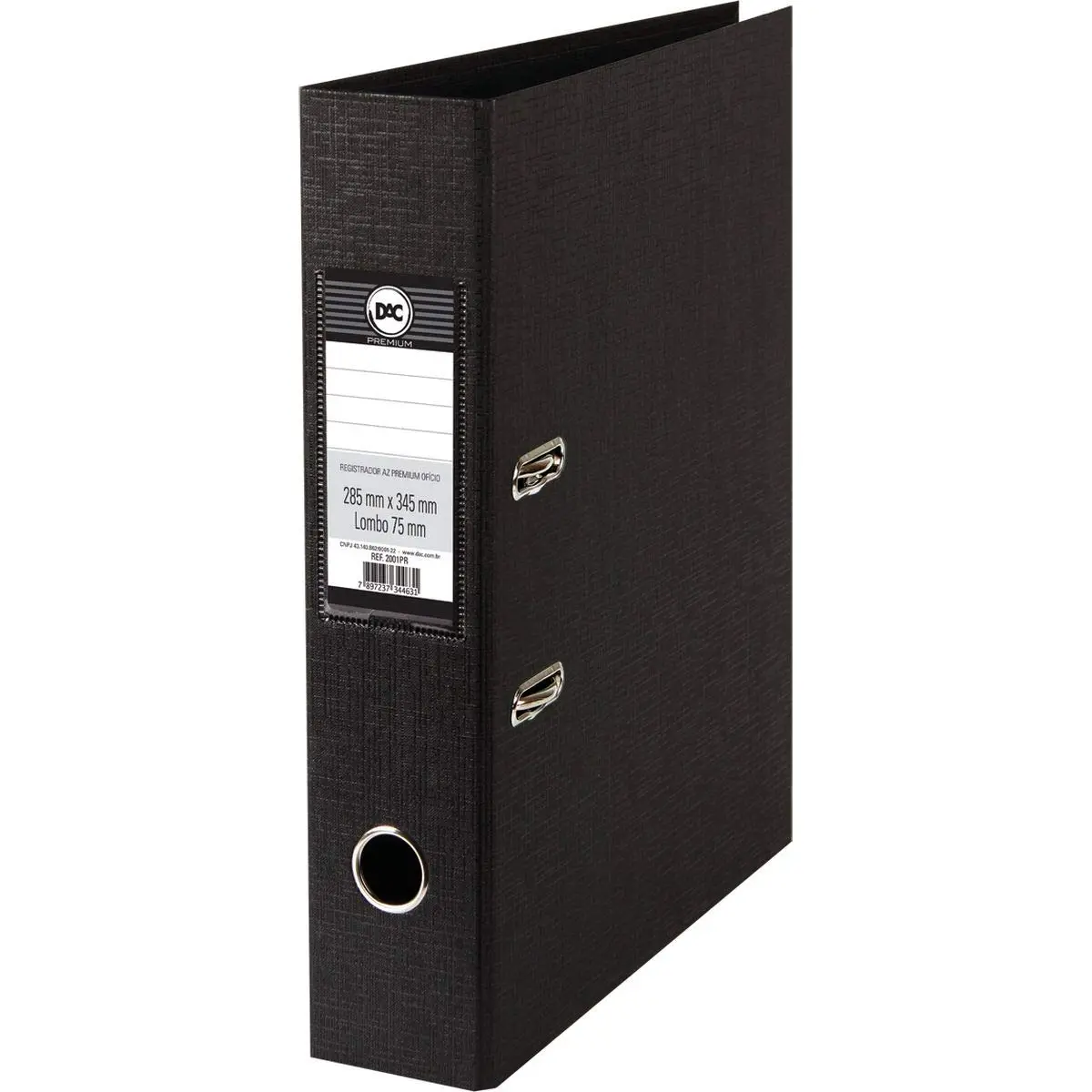 DAC 2001PR, Registradora AZ Premium Oficio, Lombo75 mm, Preto