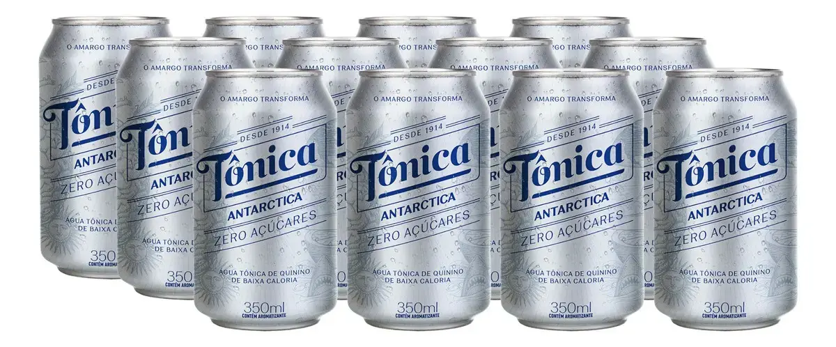 12 latas Água Tônica Antarctica Zero 350ml