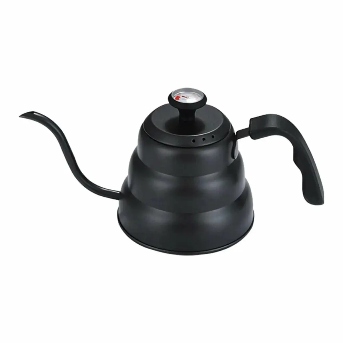Chaleira Bico de Ganso 1 Litro com Termômetro Integrado – Aço Inox ou Preta Fosca – Ideal para Café Coado, Hario V60, Chemex e Métodos de Infusão (Preto)
