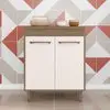 Balcão Poliman Barcelona com 2 Portas e 1 Prateleira - Carvalho Oak/Off White - 1