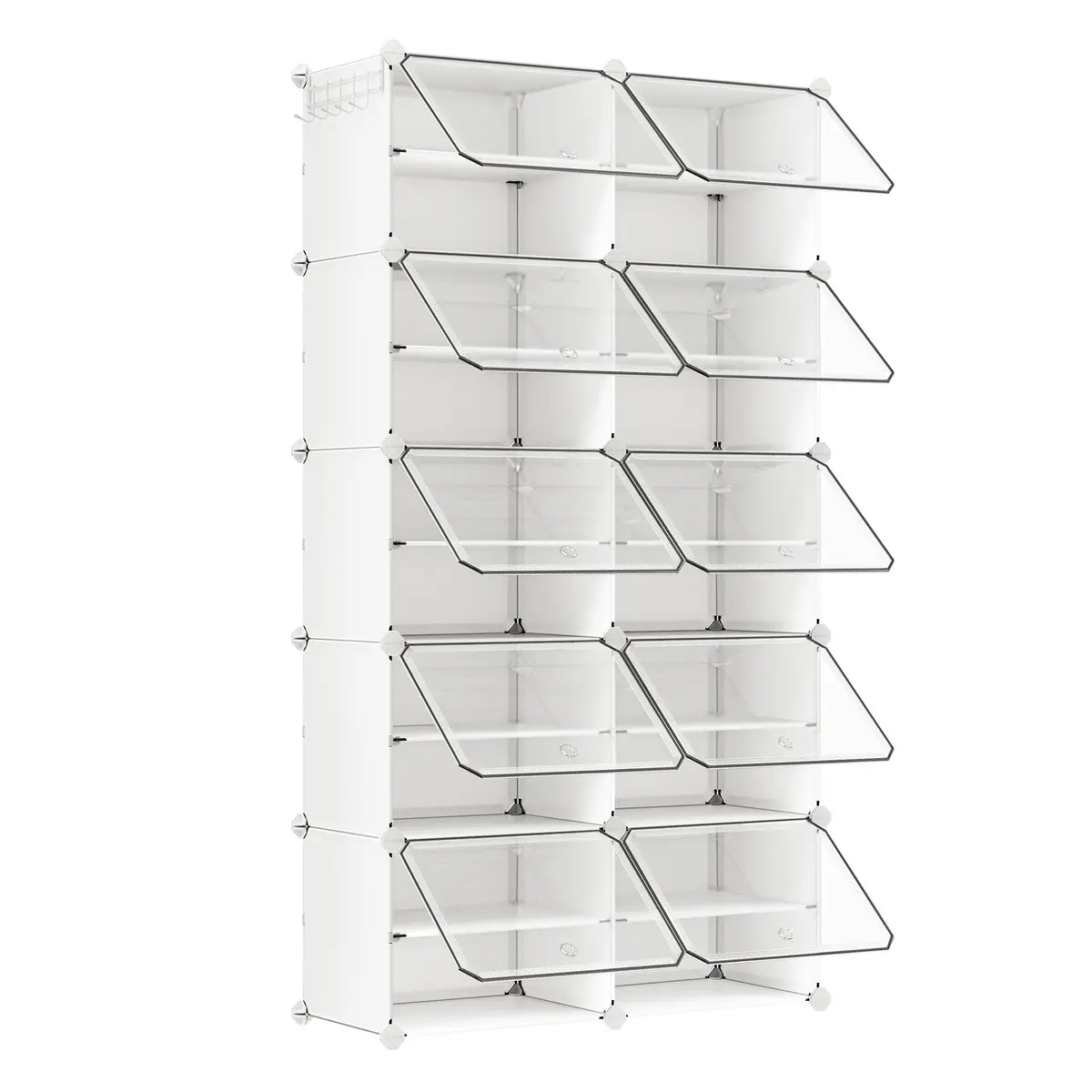SONGMICS Sapateira, Ajustável, 10 Compartimentos, 40 Pares | Armário para Sapatos, para Corredor e Entrada, branco, Coleção DAMION BRLPC035W01