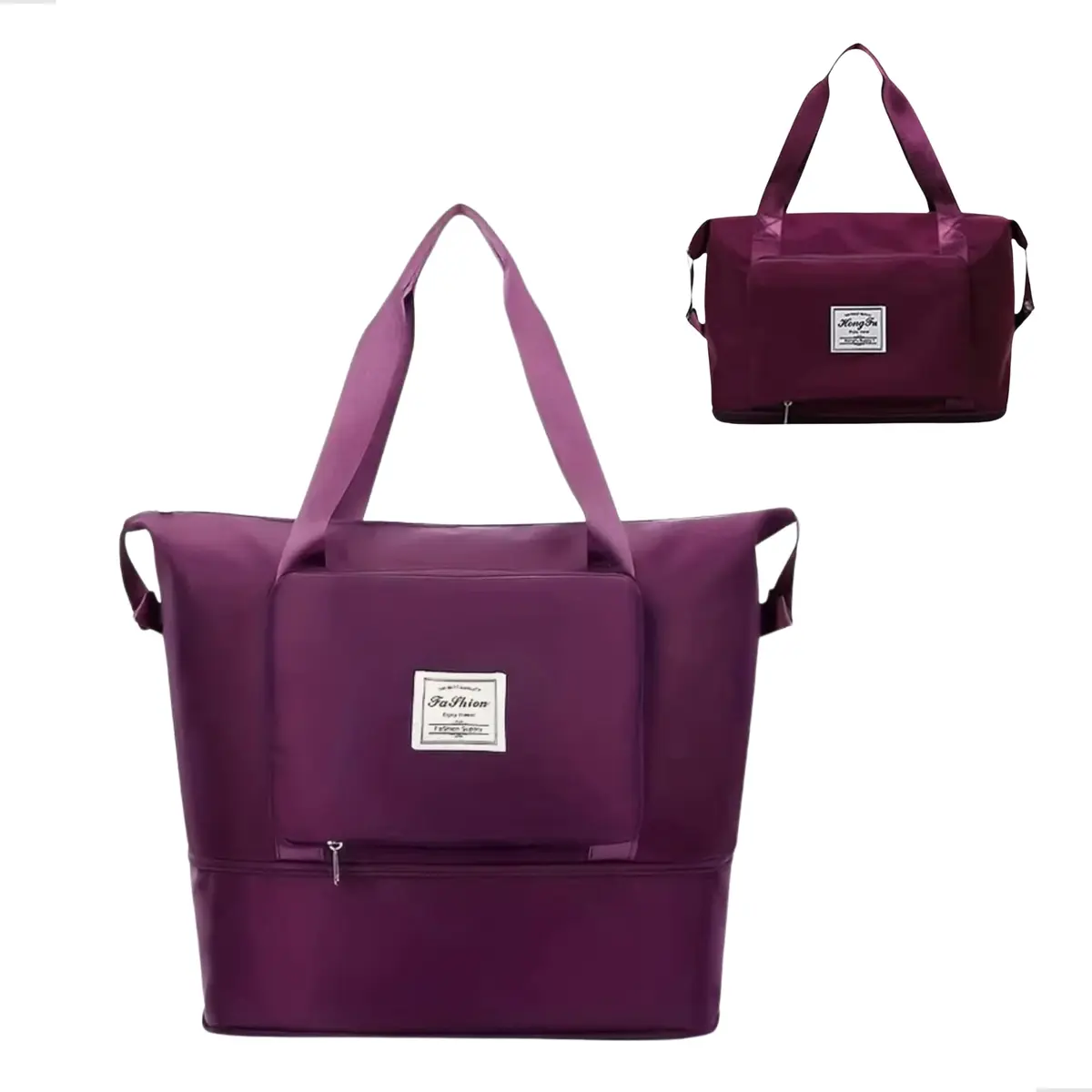 Bolsa de Viagem Dobrável e Expansível com Encaixe na Mala Bagagem de Mão 42x22x28 Tecido Oxford Bolsa de Academia e Treino (Roxo) - 1
