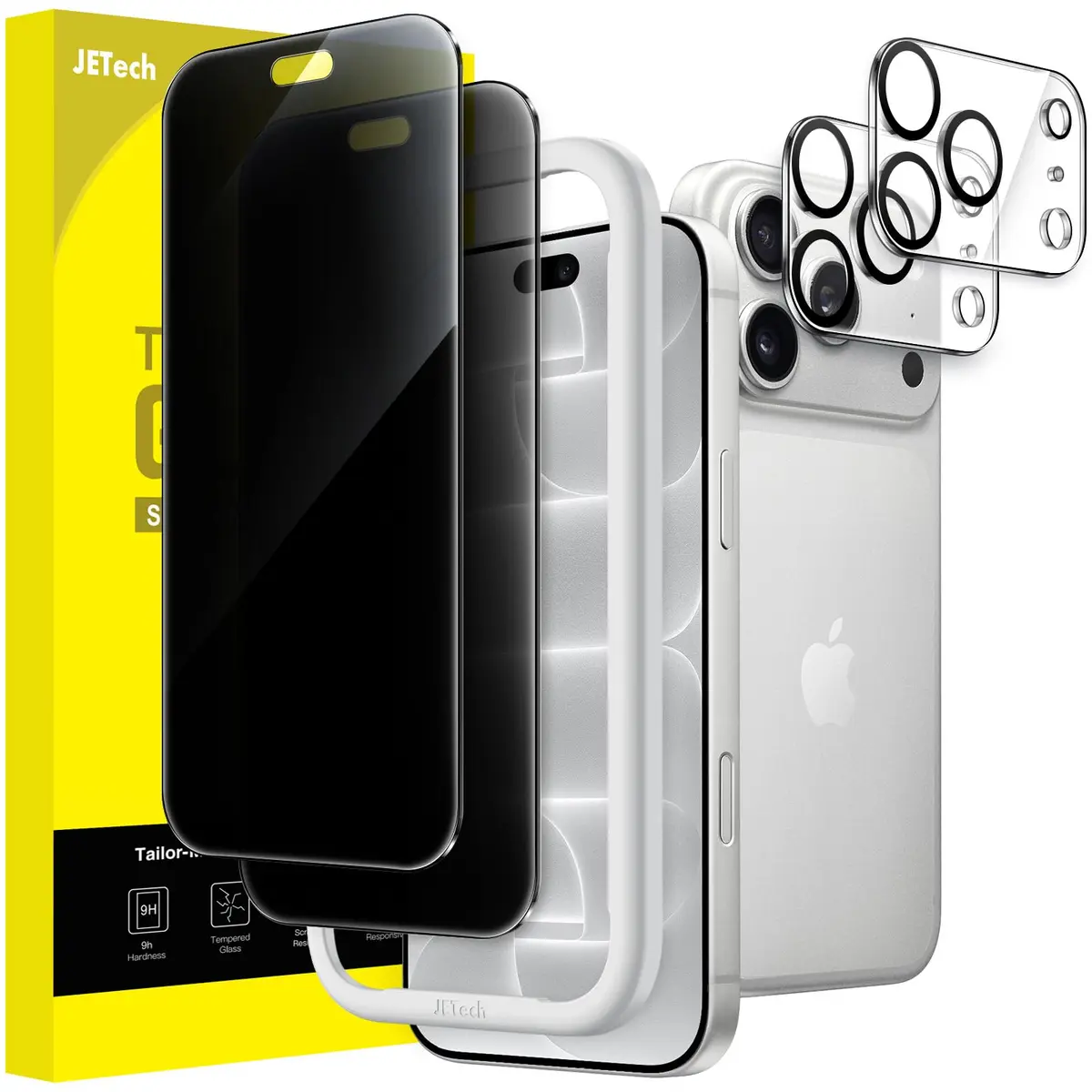 JETech Protetor de Tela de Privacidade para iPhone 18 Pro Max, 2+2 Unidades | Com Protetor de Lente de Câmera, 9H+ Filme de Vidro Temperado, Antiespião, Resistente a Arranhões, Anti-Impressão Digital