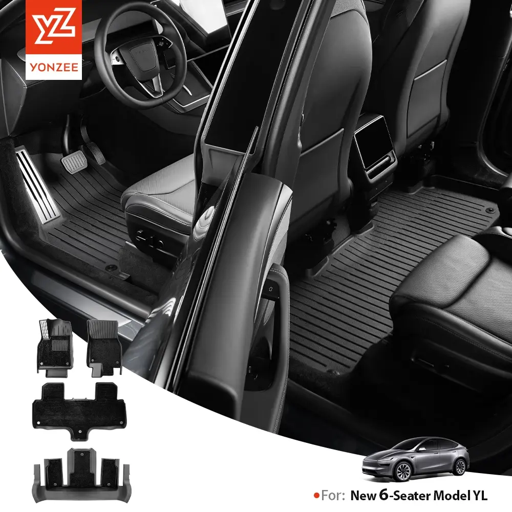 Tapete de Chão YZ para Tesla Model YL 2026, Conjunto de Tapetes para Porta-Malas de Carro, Tapete de Bagagem TPE Impermeável Antiderrapante, Conjunto de Forro de Chão LHD&RHD