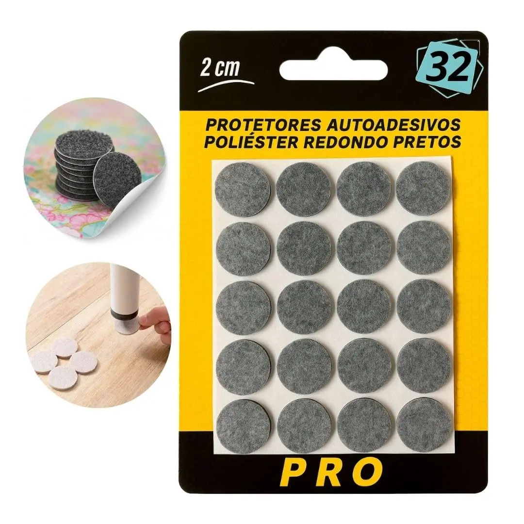 kit 32 Pcs de Feltro Adesivo Protetor para pé de Cadeira, Sofá e Móveis Pesados e Antideslizante redondo, Proteção Ideal e Durabilidade