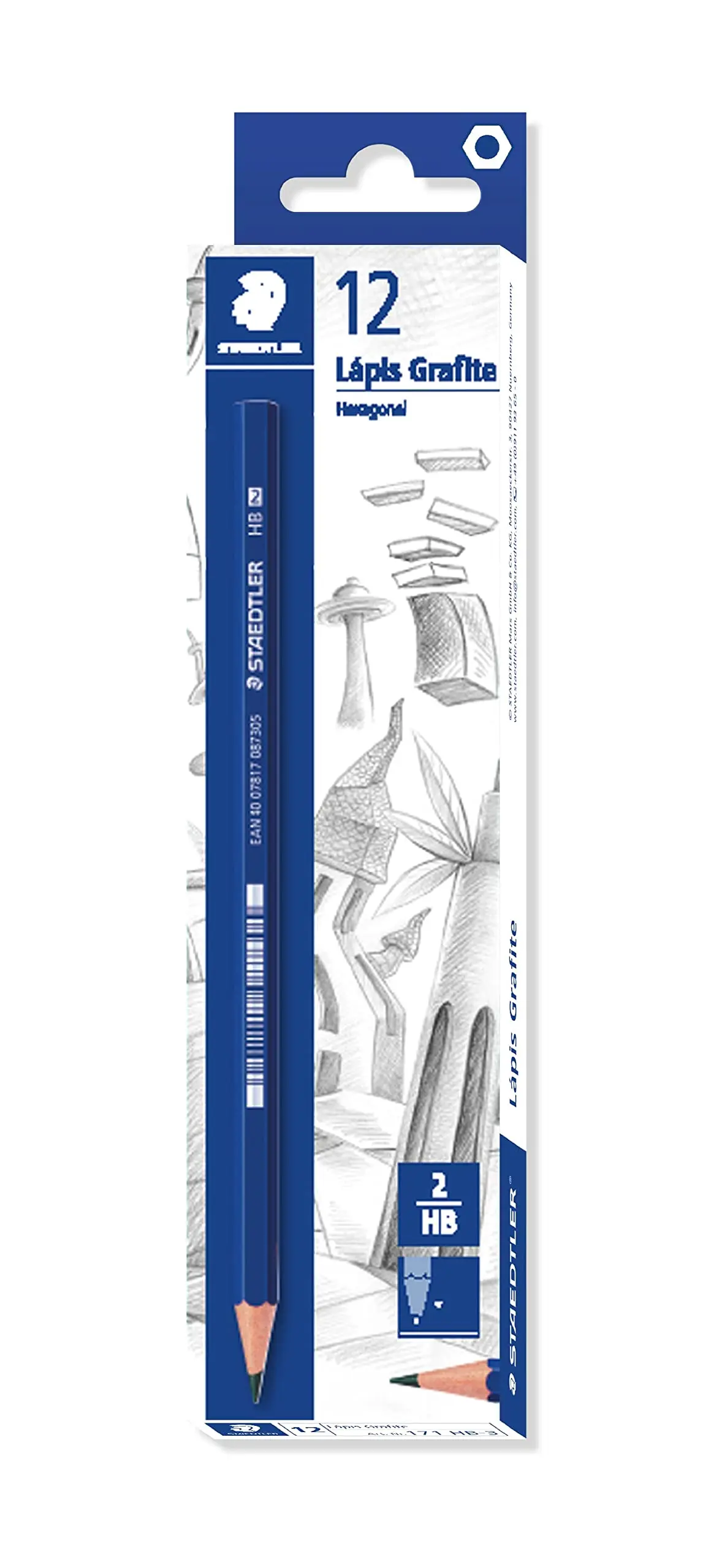 STAEDTLER Lápis grafite, Hexagonal HB, caixa com 12 un - 170 HB-3, Multicolorido