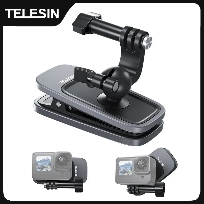 TELESIN 360 ° Rotação magnética mochila clipe braçadeira montagem para gopro hero 13 12 11 10 9 8 7 insta360 dji acessórios da câmera de ação