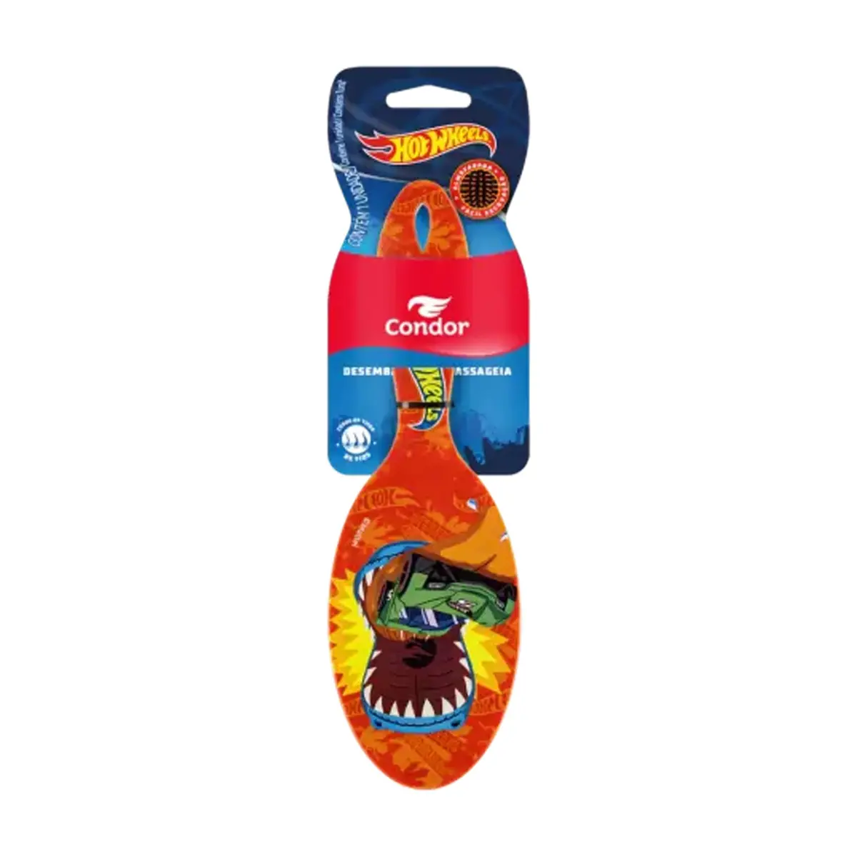 Escova de Cabelo Almofadada Hot Wheels Condor | Desembaraço suave infantil com escova de cabelo almofadada Hot Wheels Condor e pinos com pontas protetoras - 1